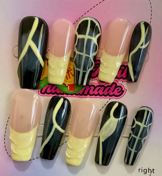 Yellow Accent Modern Press On Nails