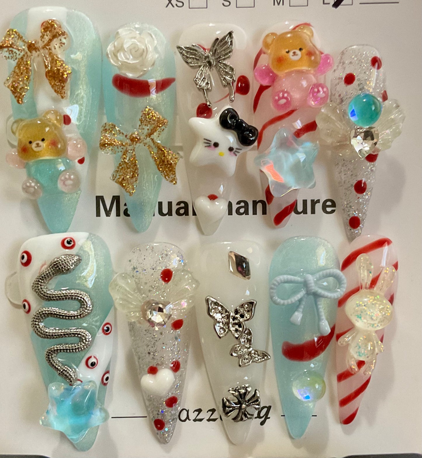 Playful Teddy & Candy Press On Nails