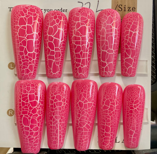 Pink Crocodile Press On Nails