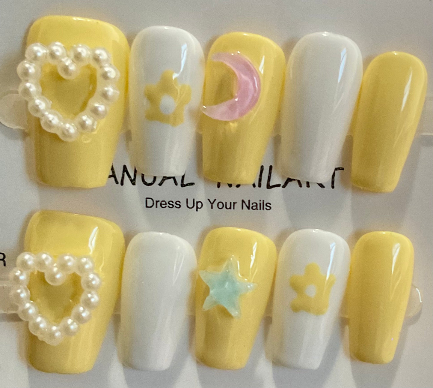 Dreamy Sun & Star Press On Nails