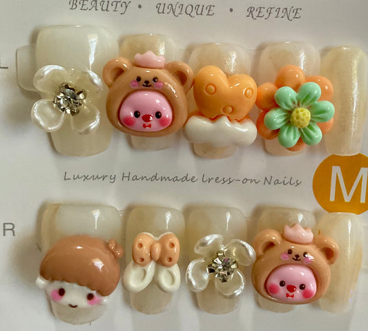 Cute Chaaracter & Flower Press On Nails