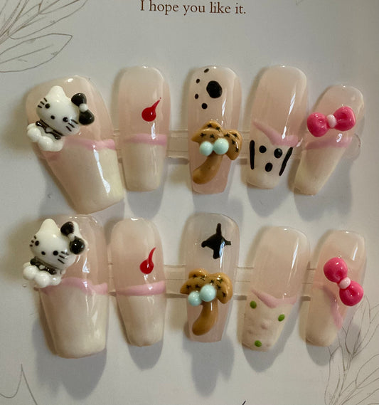 Pastel Paw Print Press On Nails