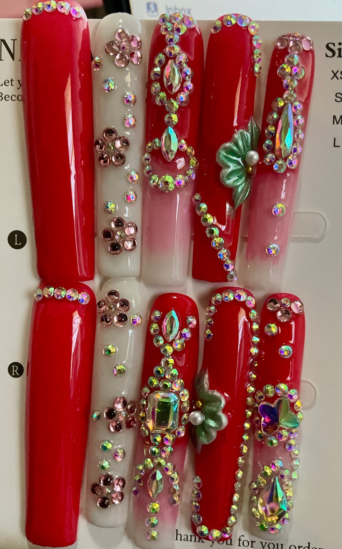 Scarlet Royale Crystal Press On Nails