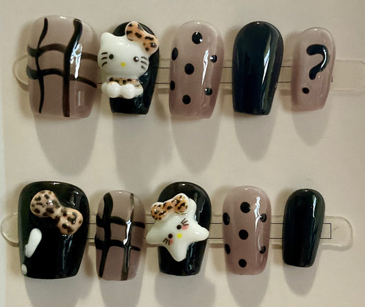 Leopard & Kitty Press On Nails