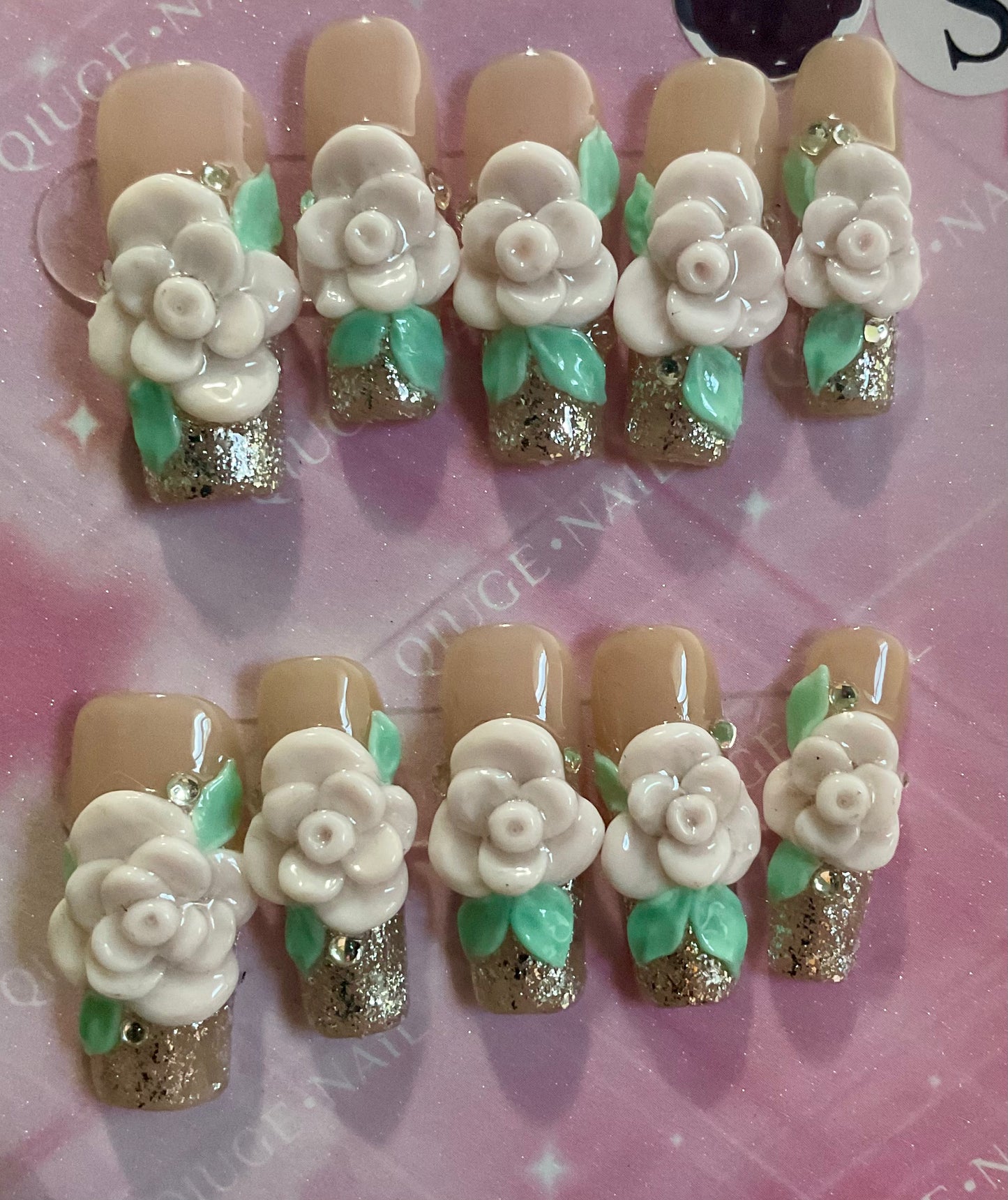 Sparkling Blooms Press On Nails