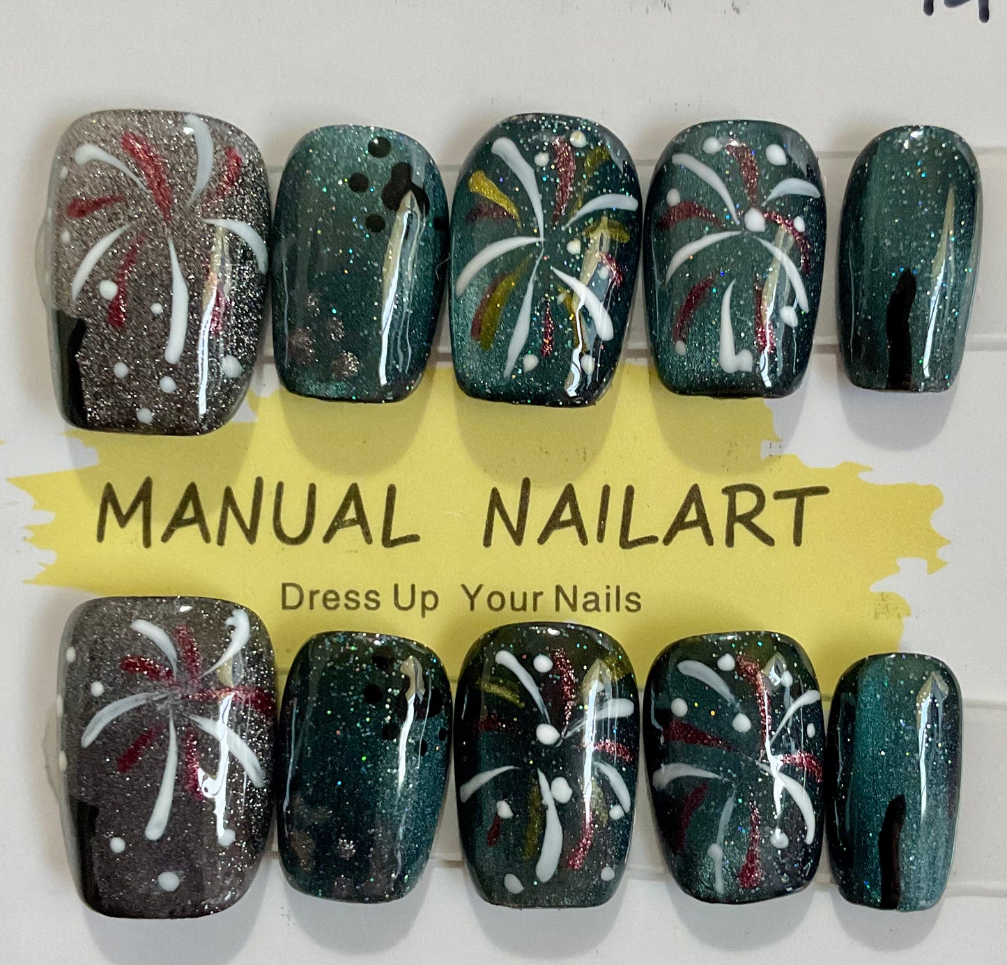 Glitter Fireworks Press On Nails