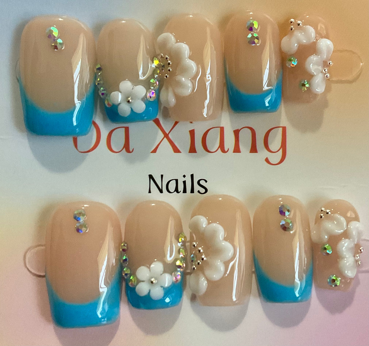 Sparkling Blossom Press On Nails & Toe Nails Set