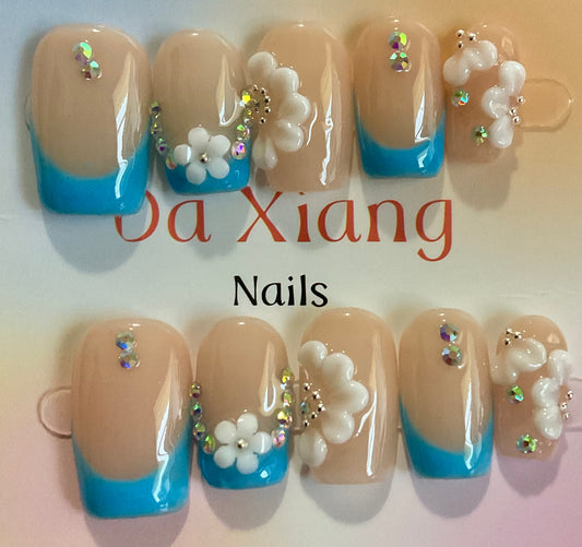 Sparkling Blossom Press On Nails & Toe Nails Set