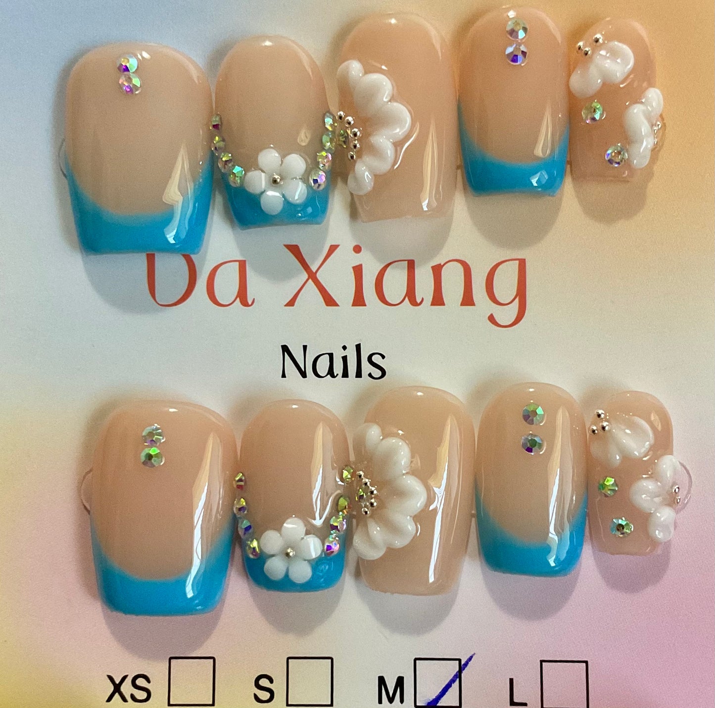 Sparkling Blossom Press On Nails & Toe Nails Set