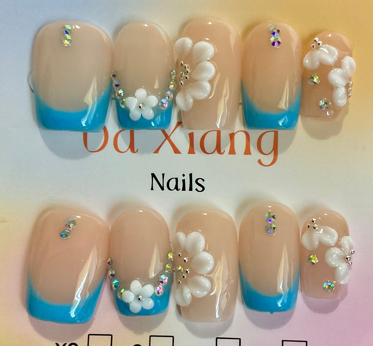 Sparkling Blossom Press On Nails & Toe Nails Set