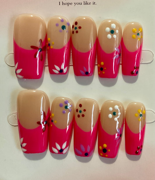 Blossoming Pink Garden Press On Nails