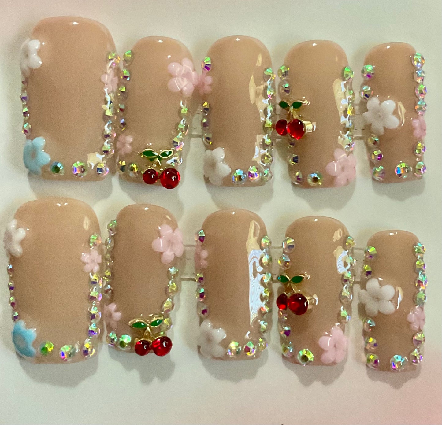 Blossom & Berry Crystal Press On Nails