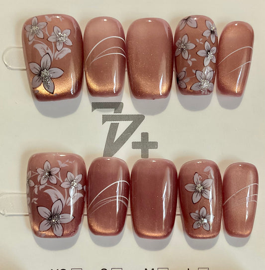 Bronze Blossom Press On Nails