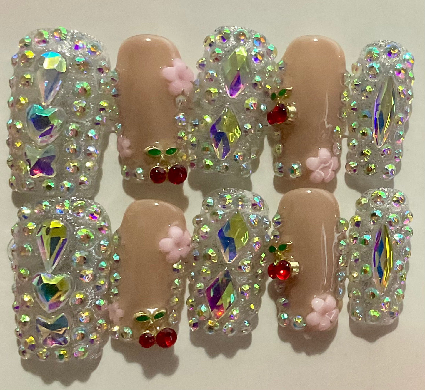 Crystal Blossom Cherry Press On Nails
